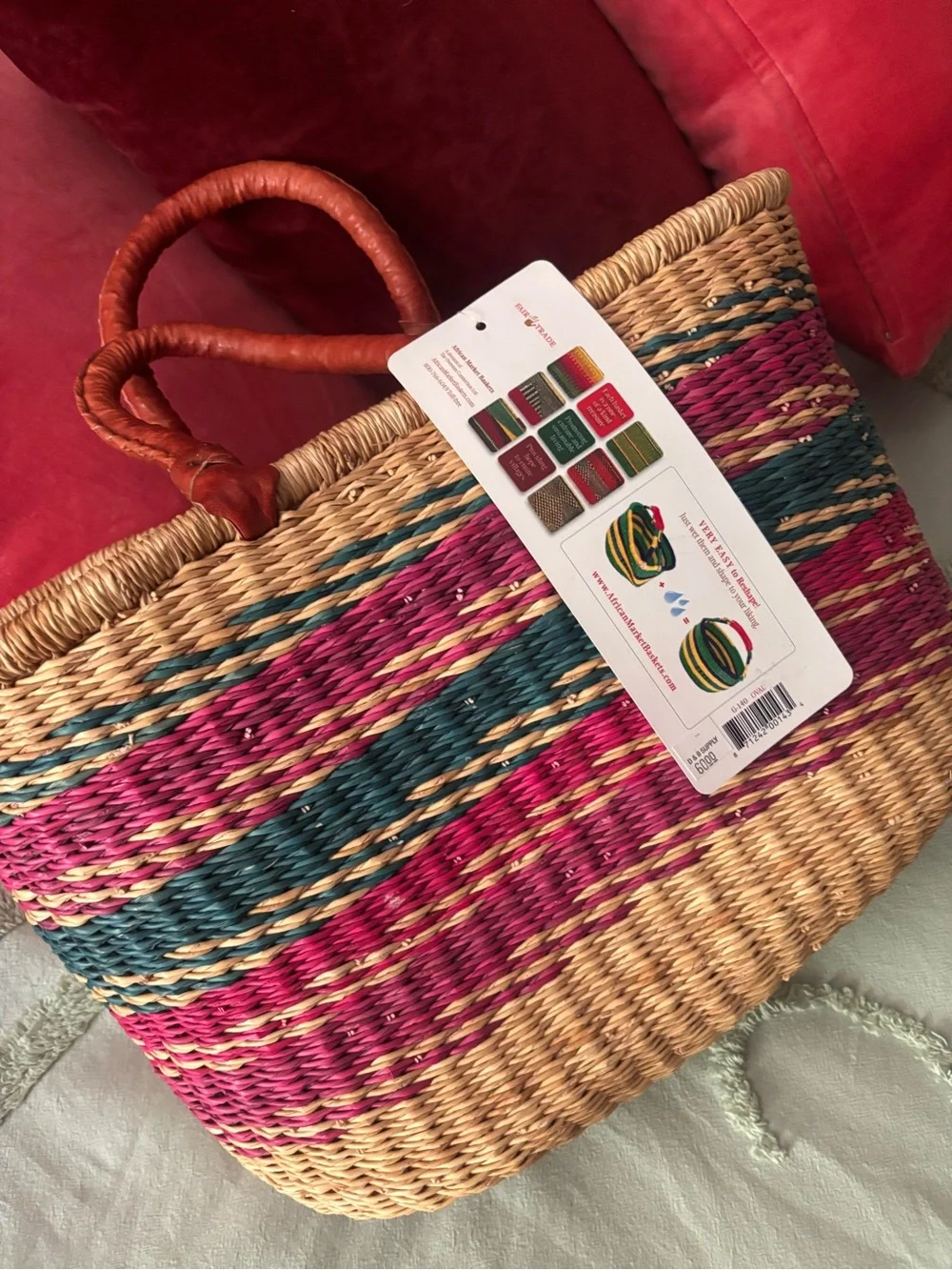 African Market Basket woven straw